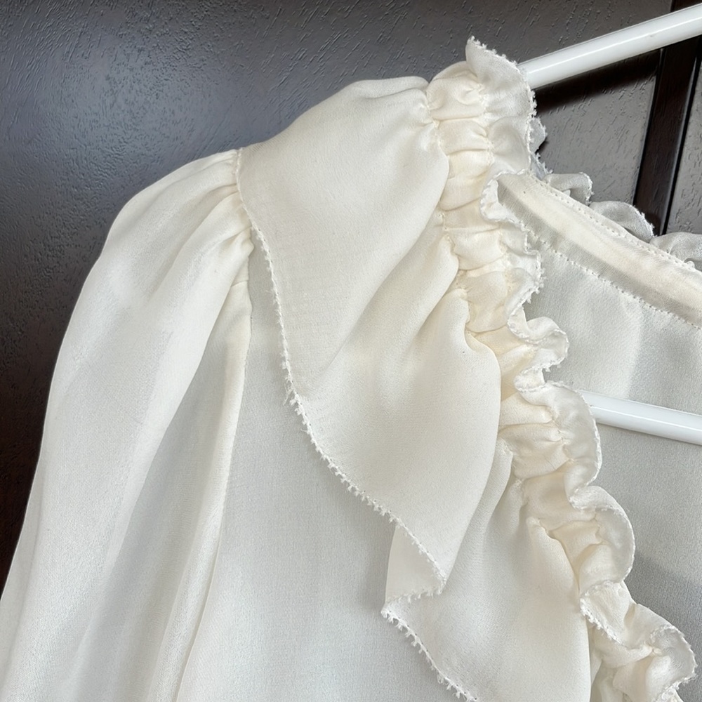 PAIGE Cream Ruffle Blouse - Picture 7 of 9